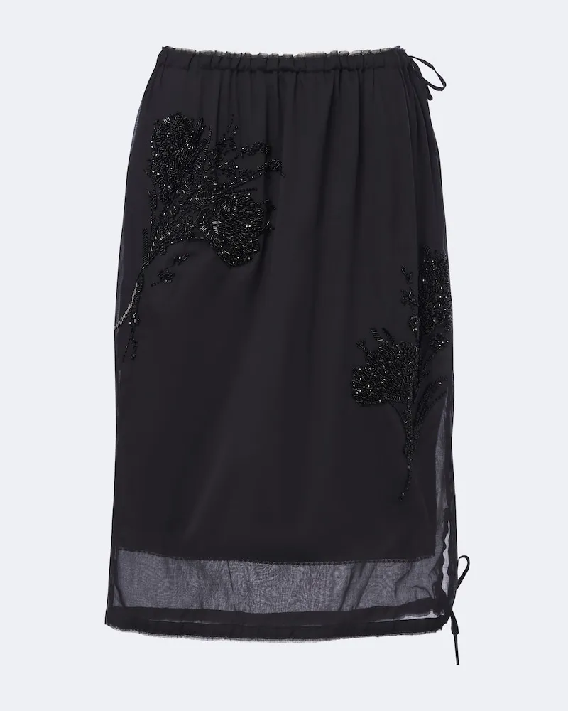 Prada Verzierter Midirock Schwarz