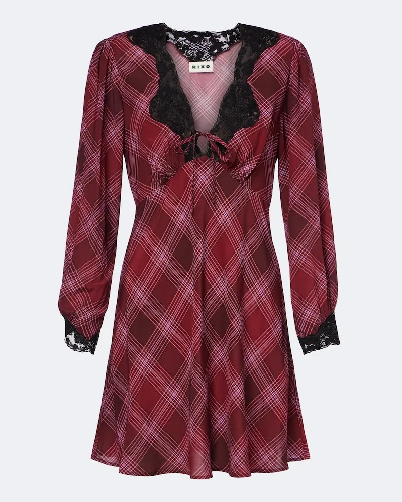 RIXO Minikleid Carolina mit Spitze Burgunderrot