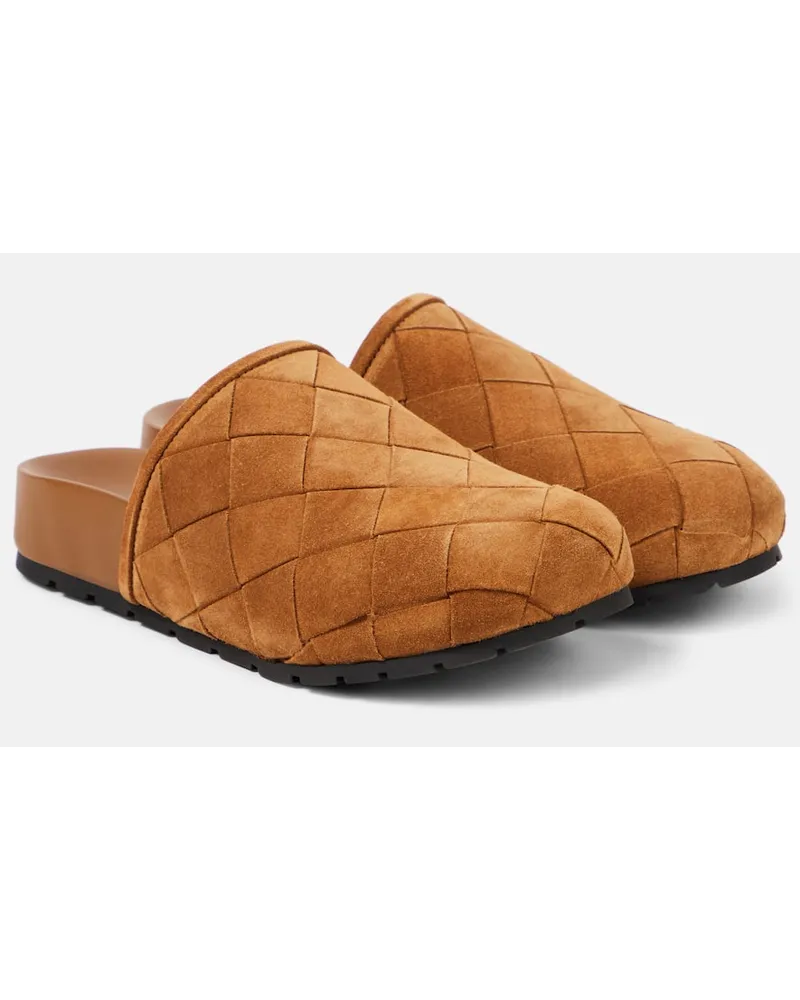 Bottega Veneta Slippers Reggie aus Veloursleder Braun