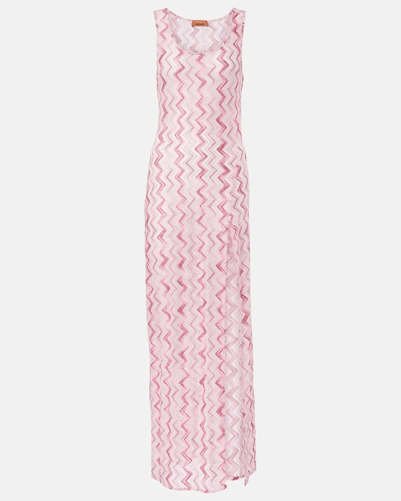 Missoni Maxikleid aus Häkelstrick Rosa