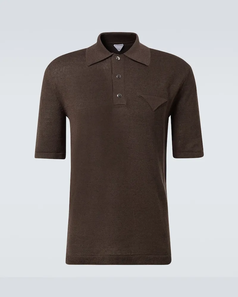 Bottega Veneta Polohemd aus Leinen und Baumwolle Braun