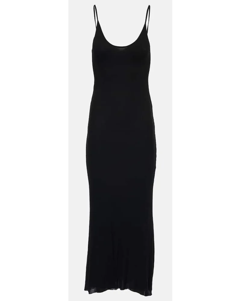 KHAITE Midikleid Leesal aus Jersey Schwarz