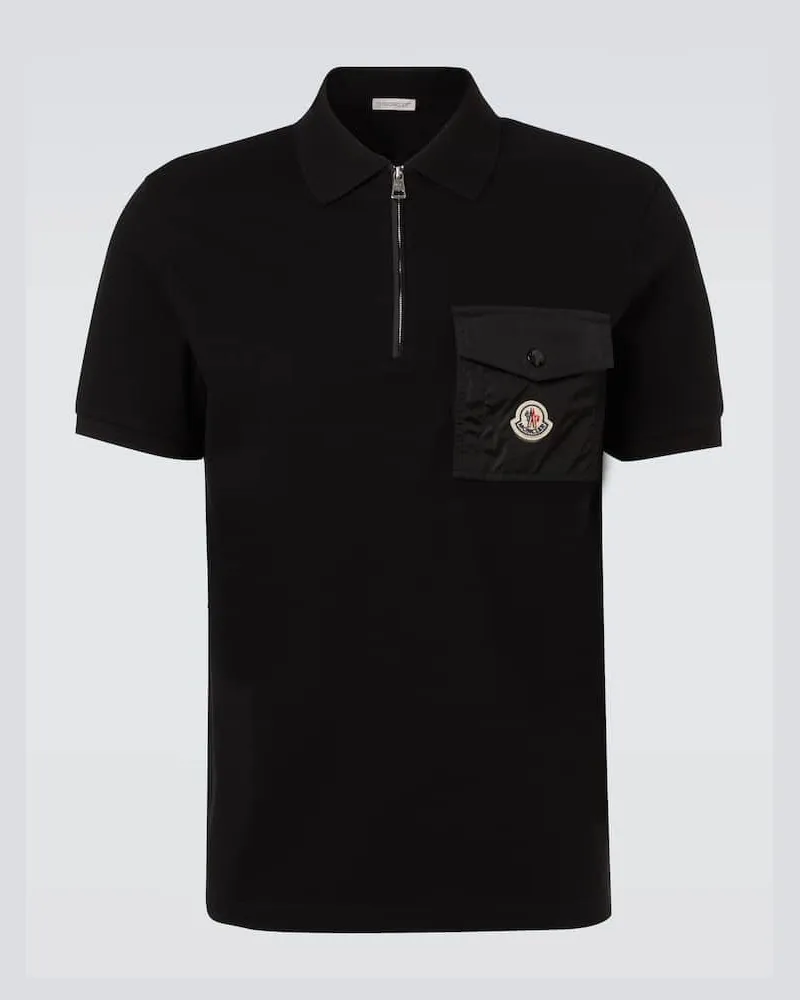 Moncler Polohemd aus Baumwoll-Piqué Schwarz
