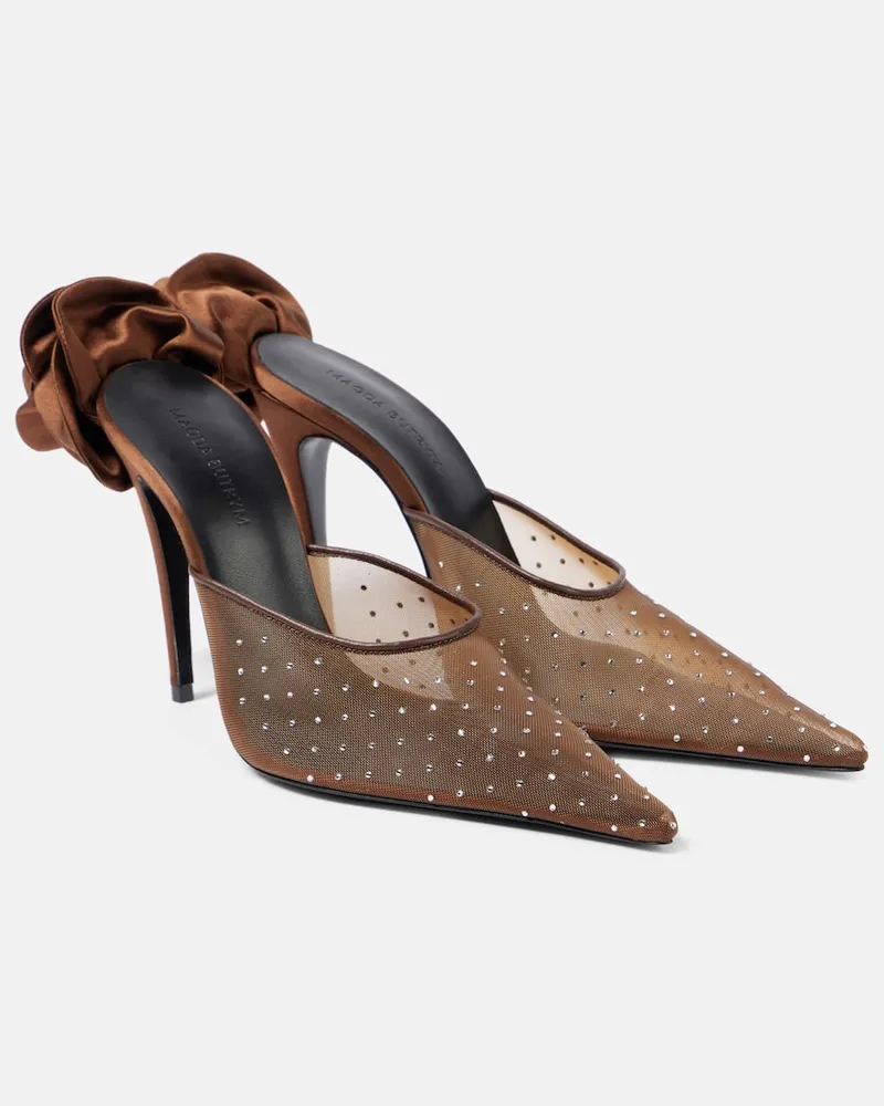 Magda Butrym Mules aus Mesh mit Kristallen Braun