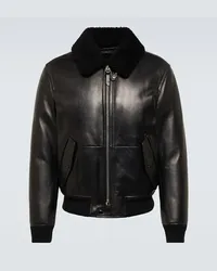 Tom Ford Lederjacke mit Shearling Schwarz