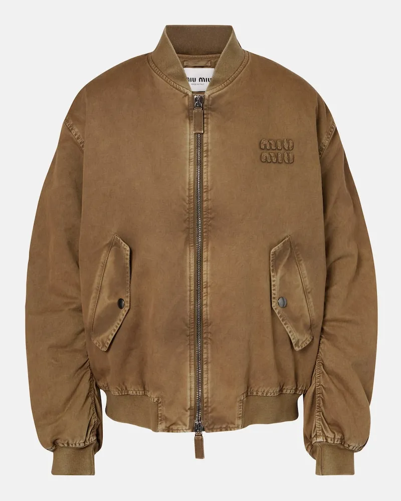 Miu Miu Bomberjacke aus Baumwoll-Gabardine Beige