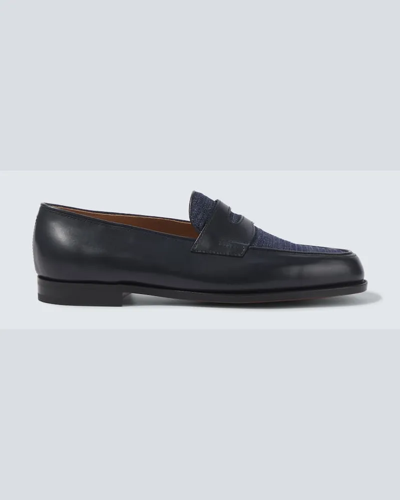 John Lobb Loafers Lopez aus Leder und Denim Schwarz
