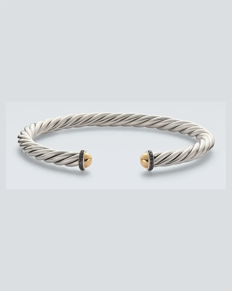 David Yurman Armreif Cable aus Sterlingsilber mit 14kt Gelbgold und Diamanten Silber