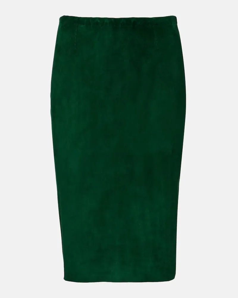 Stouls Bleistiftrock Gilda aus Veloursleder Grün