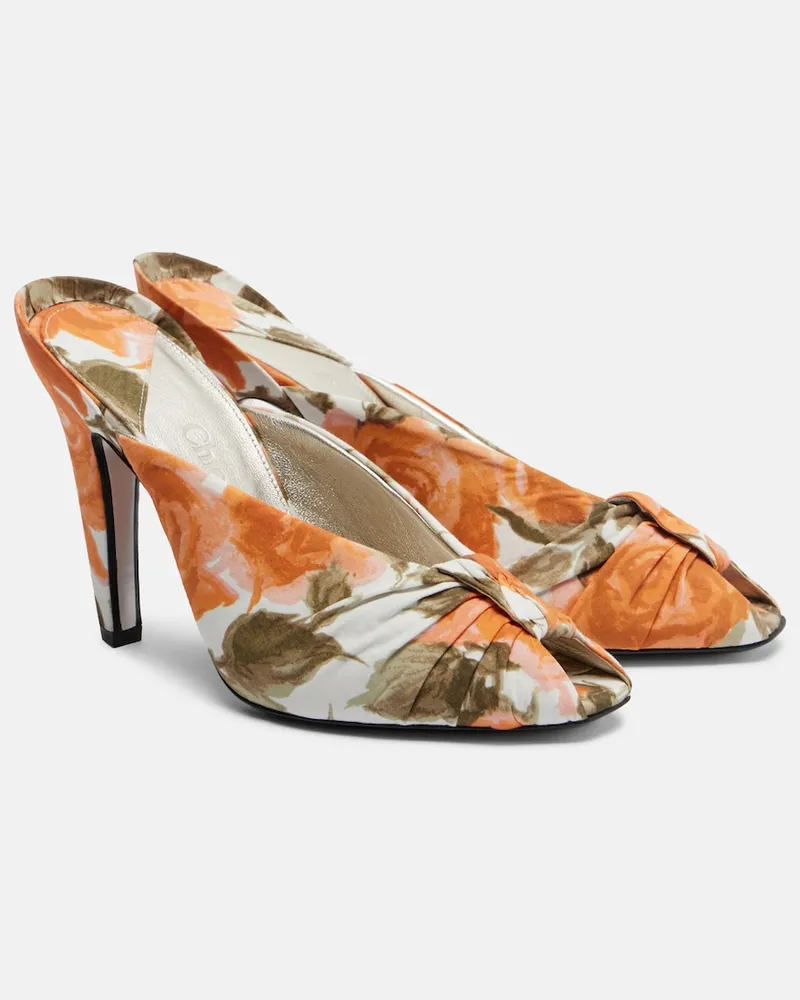 Chloé Chloé Bedruckte Pantoletten Suzie Weiß