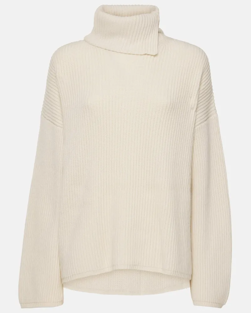 Joseph Rollkragenpullover aus Wolle, Kaschmir und Seide Weiß