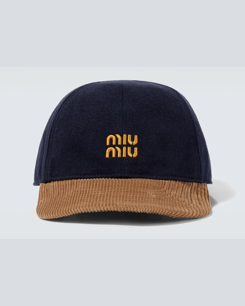 Miu Miu Baseballcap aus Denim und Cord Blau