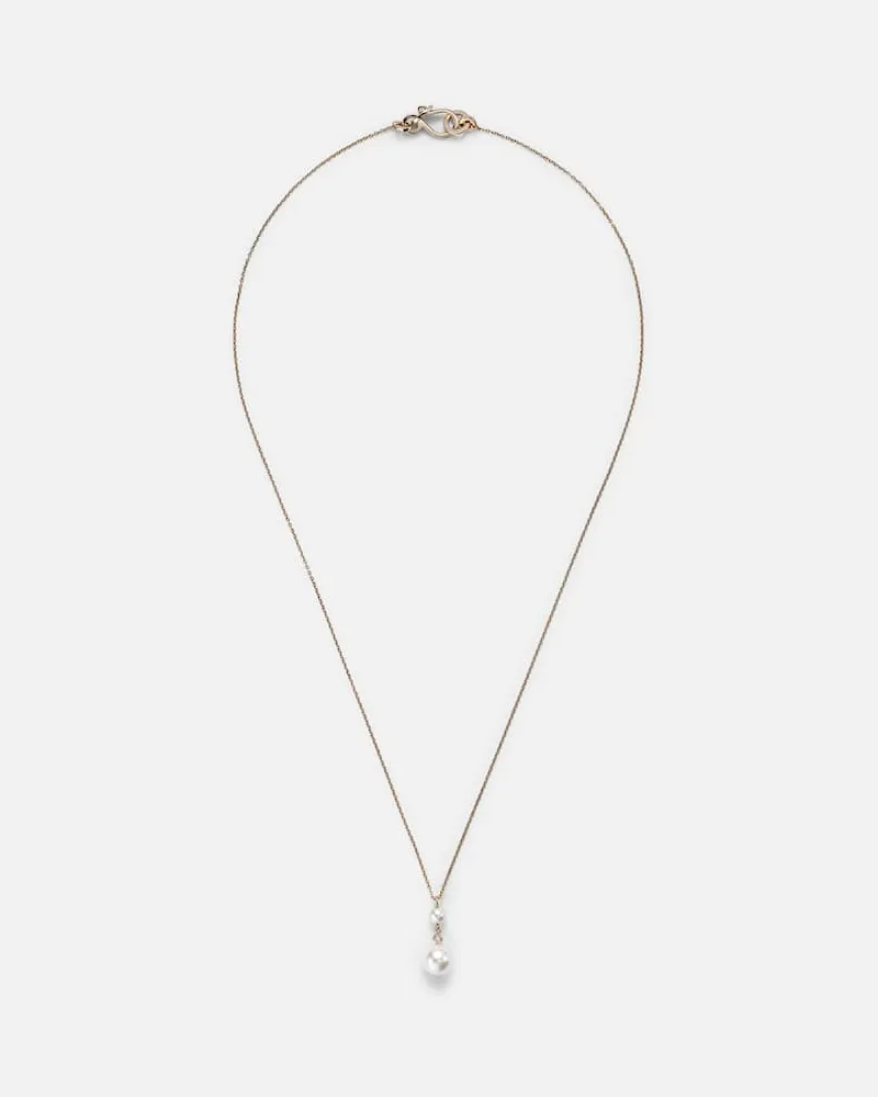 Sophie Bille Brahe Halskette Rêve Simple aus 14kt Gelbgold mit Diamant und Süßwasserperlen Gold