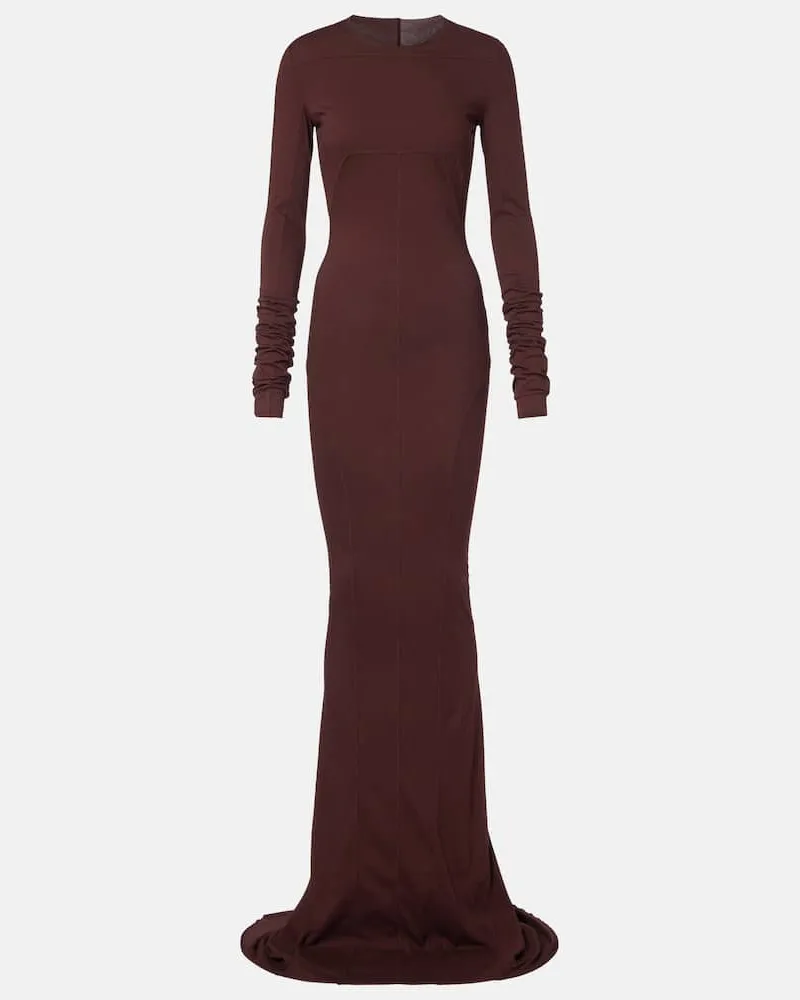 Rick Owens DRKSHDW Maxikleid Simple Edfu aus Baumwoll-Jersey Burgunderrot