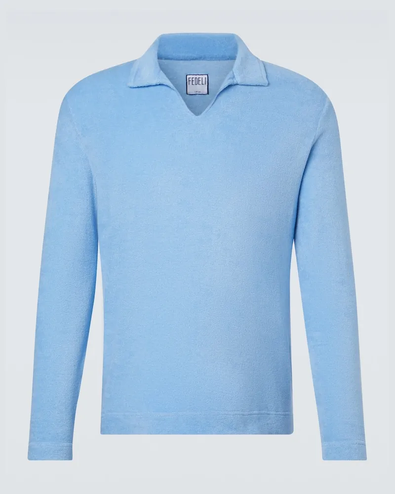 Fedeli Polohemd Peter aus Baumwollfrottee Blau