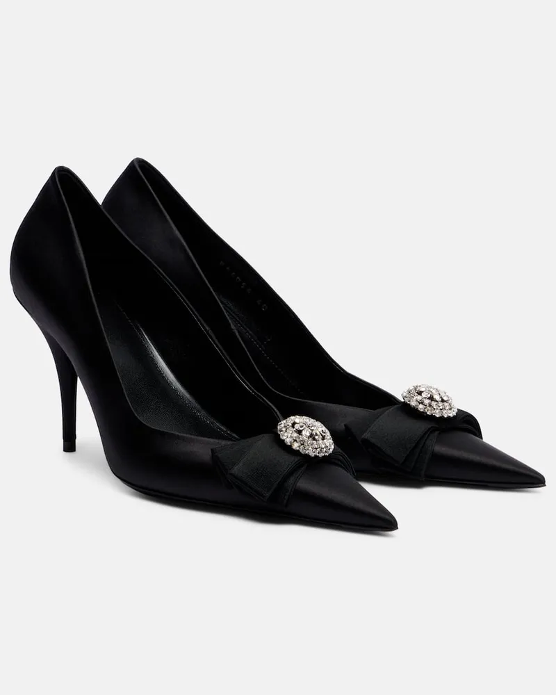 Balenciaga Pumps Avenue Palazzo 90 aus Satin mit Kristallen Schwarz