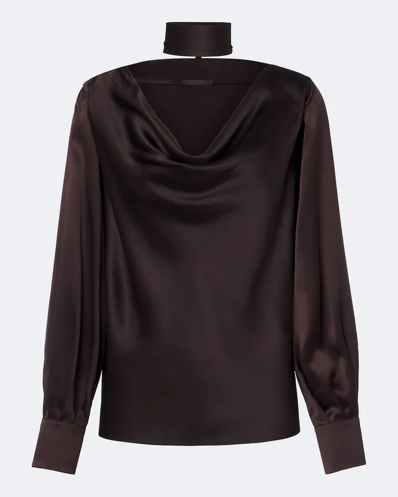 Max Mara Bluse Elegante aus Seidensatin Braun