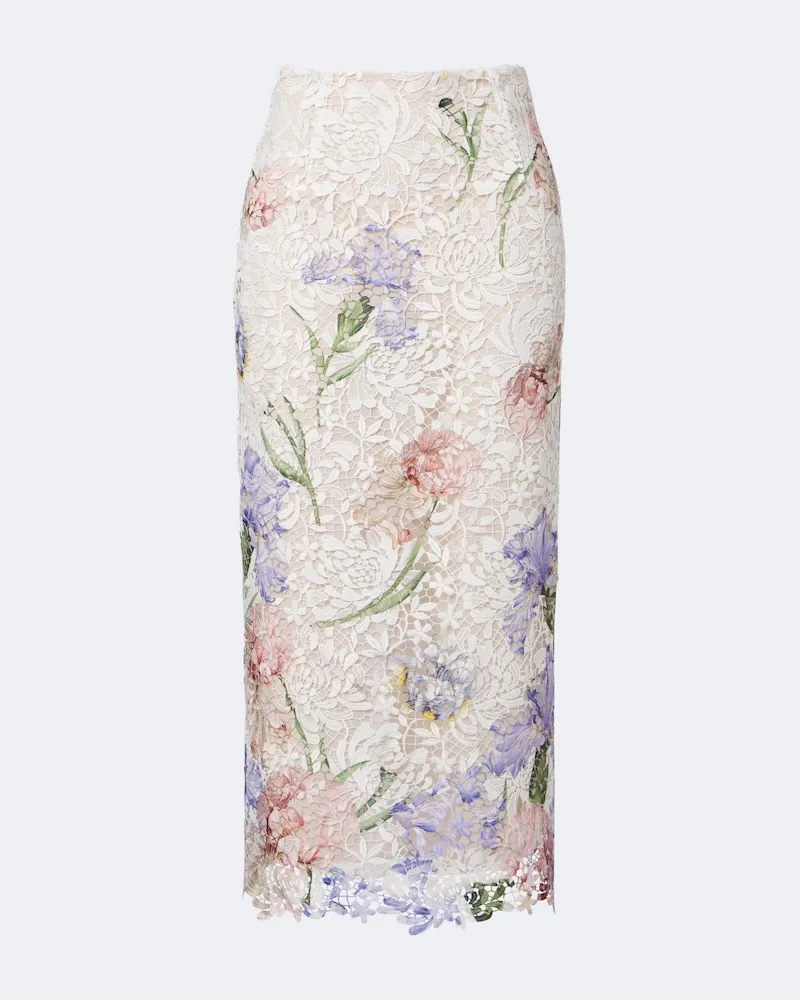 Oscar de la Renta Midirock aus Guipure-Spitze Multicolor
