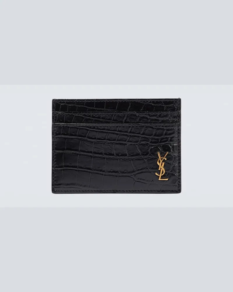 Saint Laurent Kartenetui aus Leder Schwarz