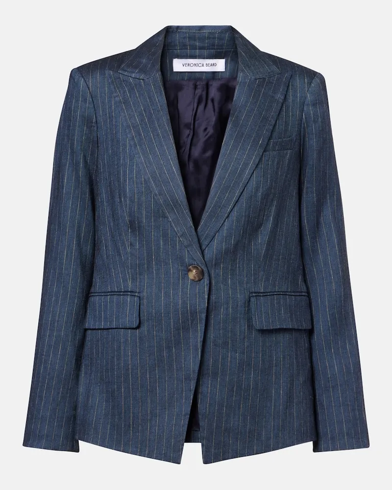 Veronica Beard Blazer Obie aus einem Leinengemisch Blau