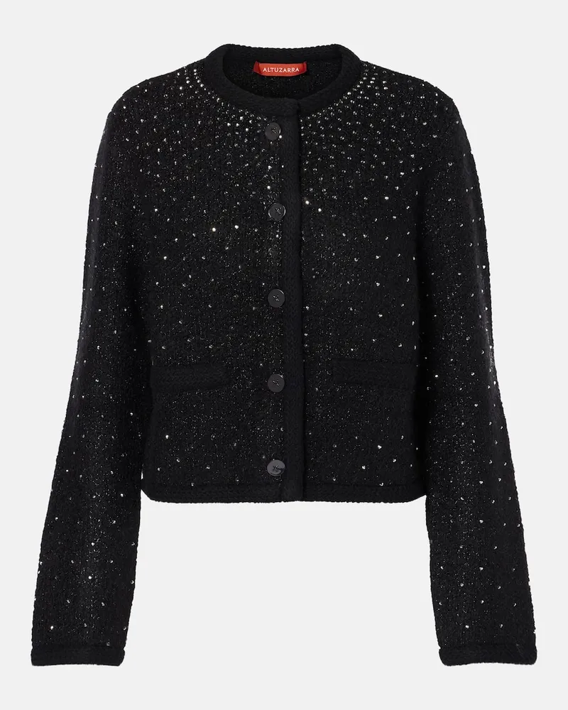 Altuzarra Jacke Tina aus Bouclé mit Kristallen Schwarz