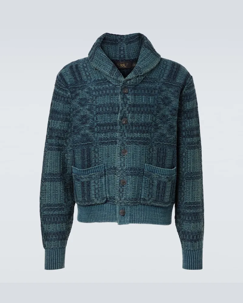 RRL Cardigan aus Baumwoll-Jacquard Blau
