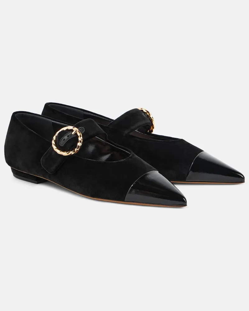 Ulla Johnson Mary-Jane-Ballerinas Kiki aus Veloursleder Schwarz