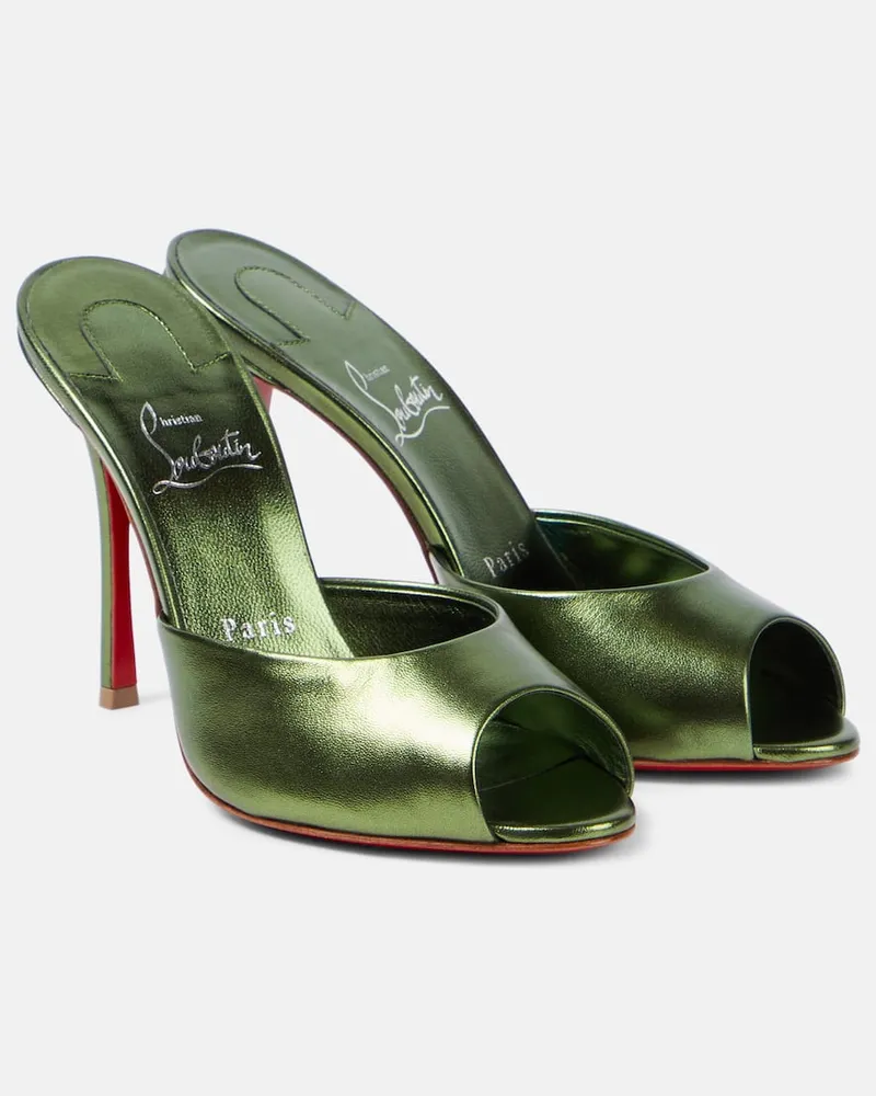 Christian Louboutin Pantoletten Me Dolly 100 aus Metallic-Leder Grün