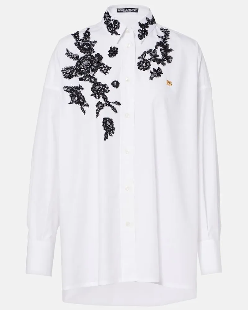 Dolce & Gabbana Hemd aus Baumwolle mit Spitze Weiß