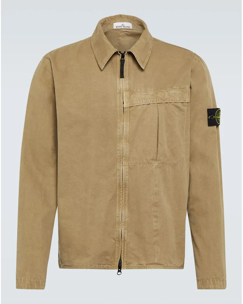 Stone Island Jacke Compass aus Baumwoll-Canvas Beige