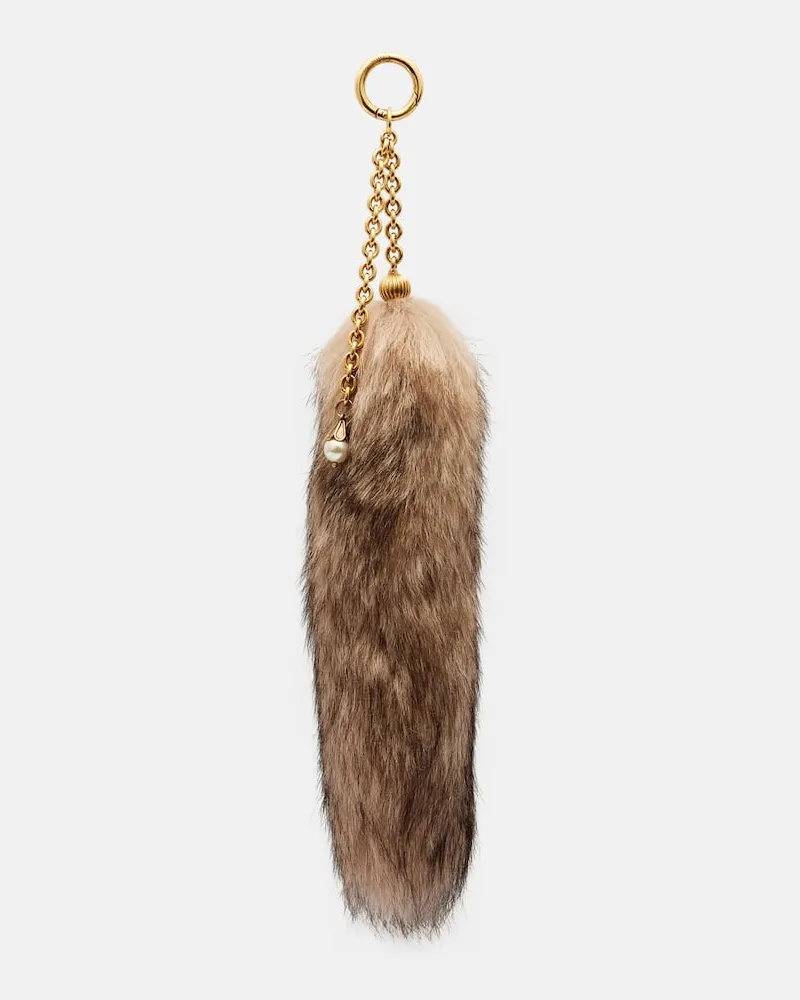 Chloé Chloé Taschenanhänger Treasure Tails aus Shearling Braun