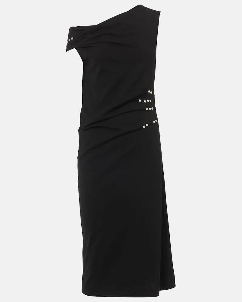 Dries van Noten Verziertes Midikleid aus Jersey Schwarz