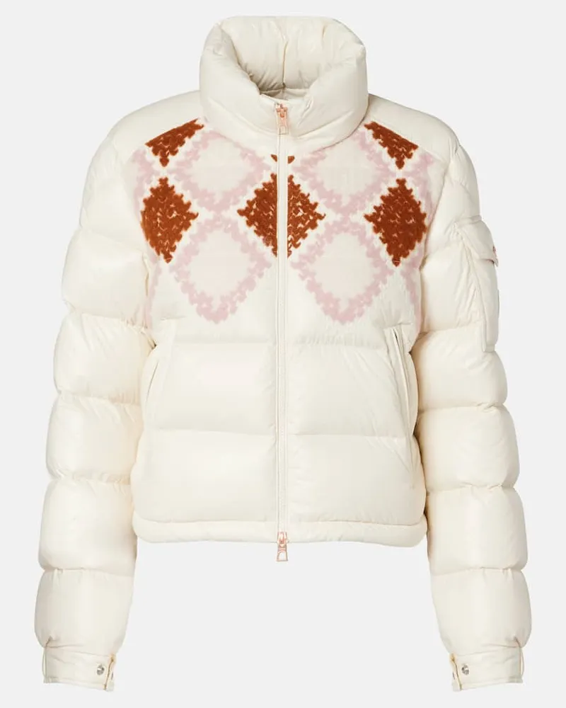 Moncler Bestickte Daunenjacke Megara Weiß