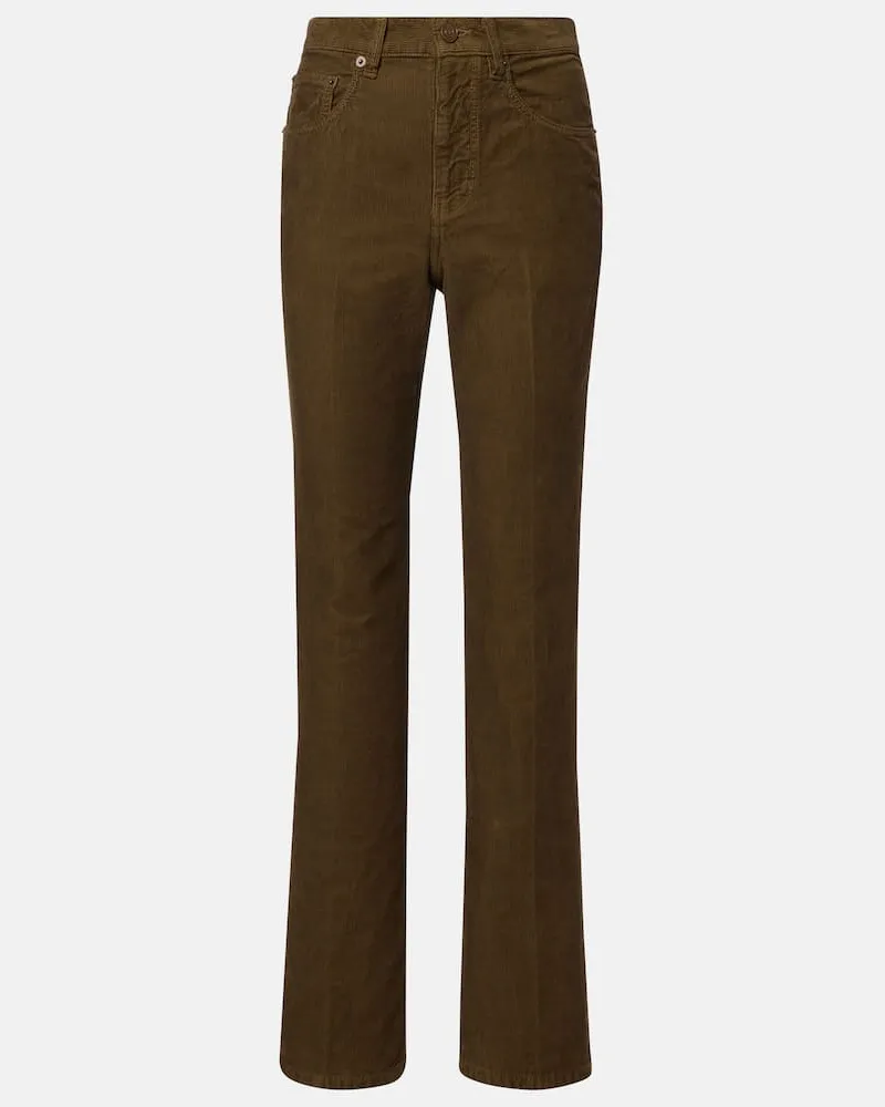 Saint Laurent Weite Hose Clyde aus Baumwoll-Cord Grün