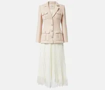 Midikleid aus Bouclé und Chiffon mit Pailletten