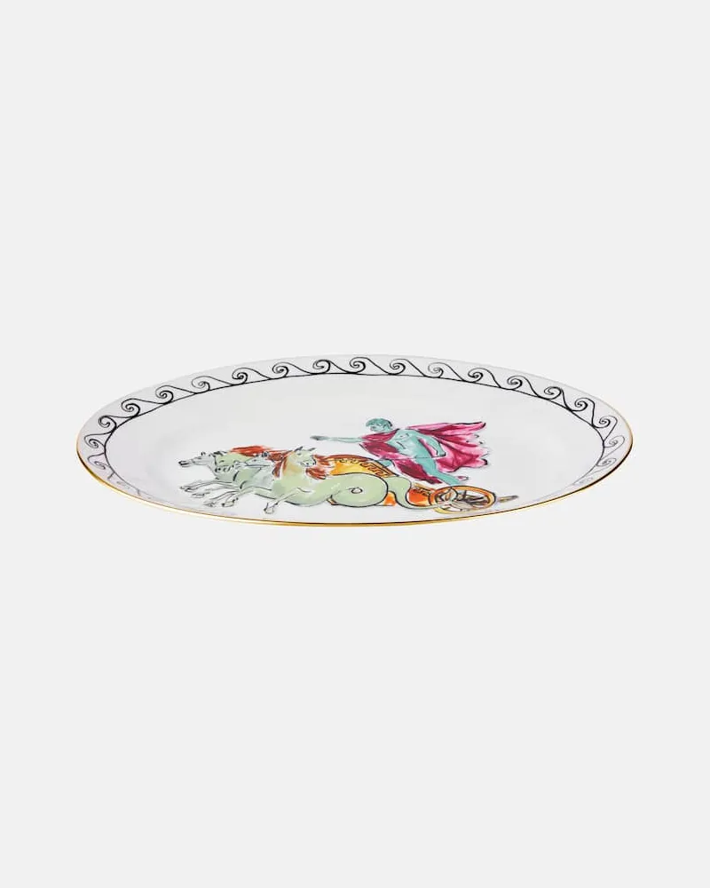 Ginori 1735 Servierplatte Il Viaggio di Nettuno by Luke Edward Hall Multicolor