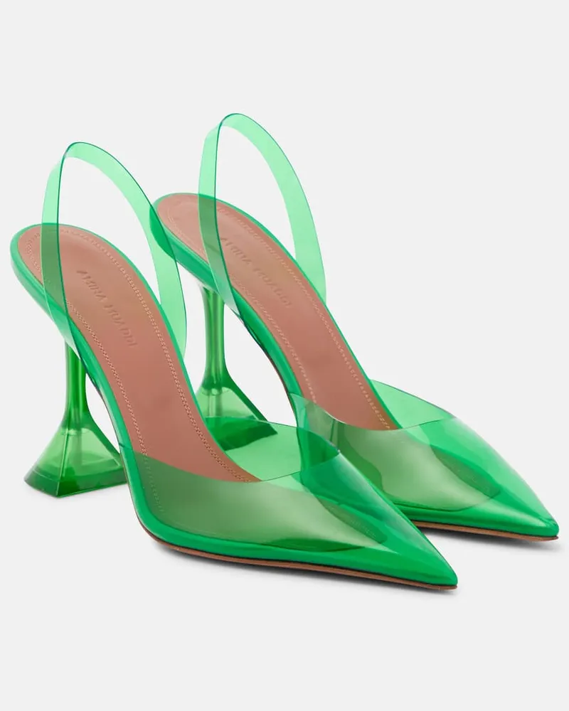 Amina Muaddi Slingback-Pumps Holli Glass Grün