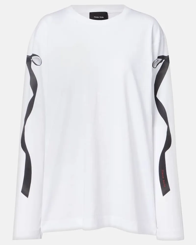 Simone Rocha Bedrucktes Longsleeve aus Baumwoll-Jersey Weiß