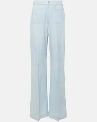 Ralph Lauren Weite Hose aus Baumwoll-Chambray Blau