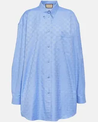 Gucci Oversize-Hemd GG aus Baumwolle Blau