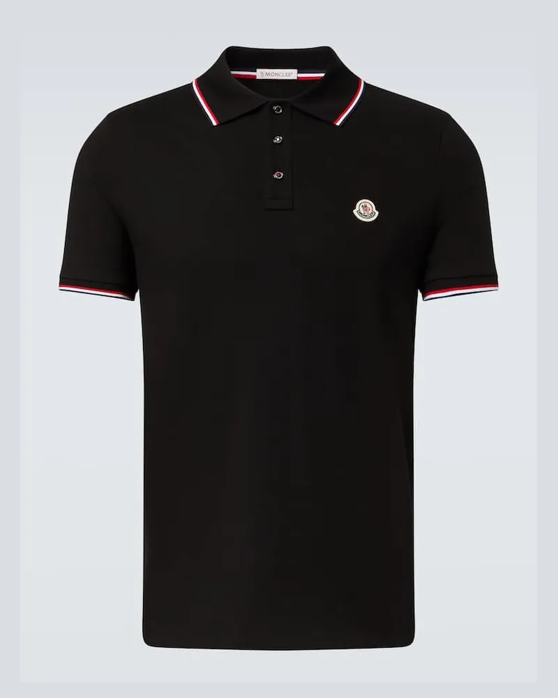 Moncler Polohemd Permanent aus Baumwoll-Jersey Schwarz