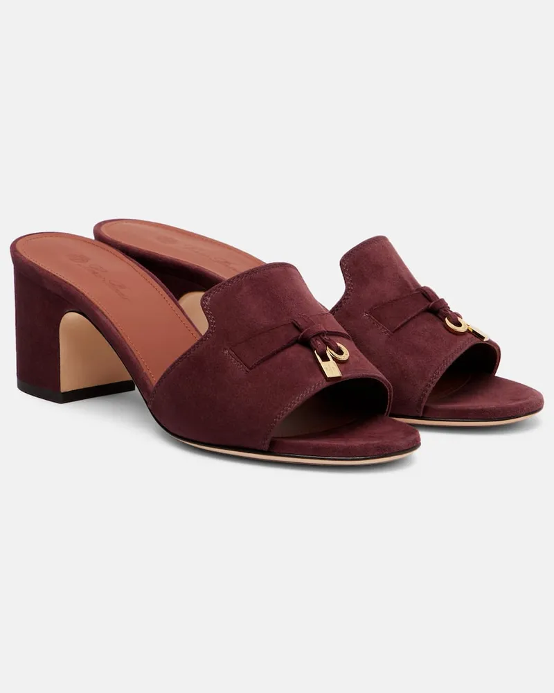Loro Piana Pantoletten Summer Charms 55 aus Veloursleder Burgund