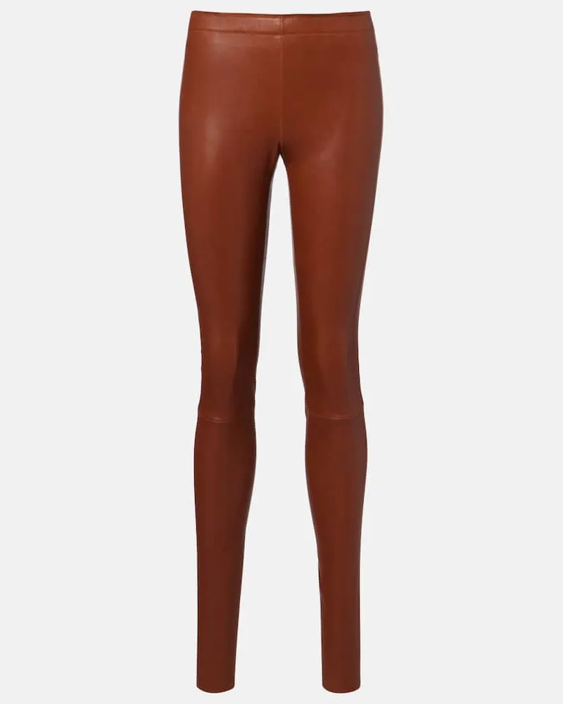 Stouls Schmale Hose Carolyn aus Leder Braun