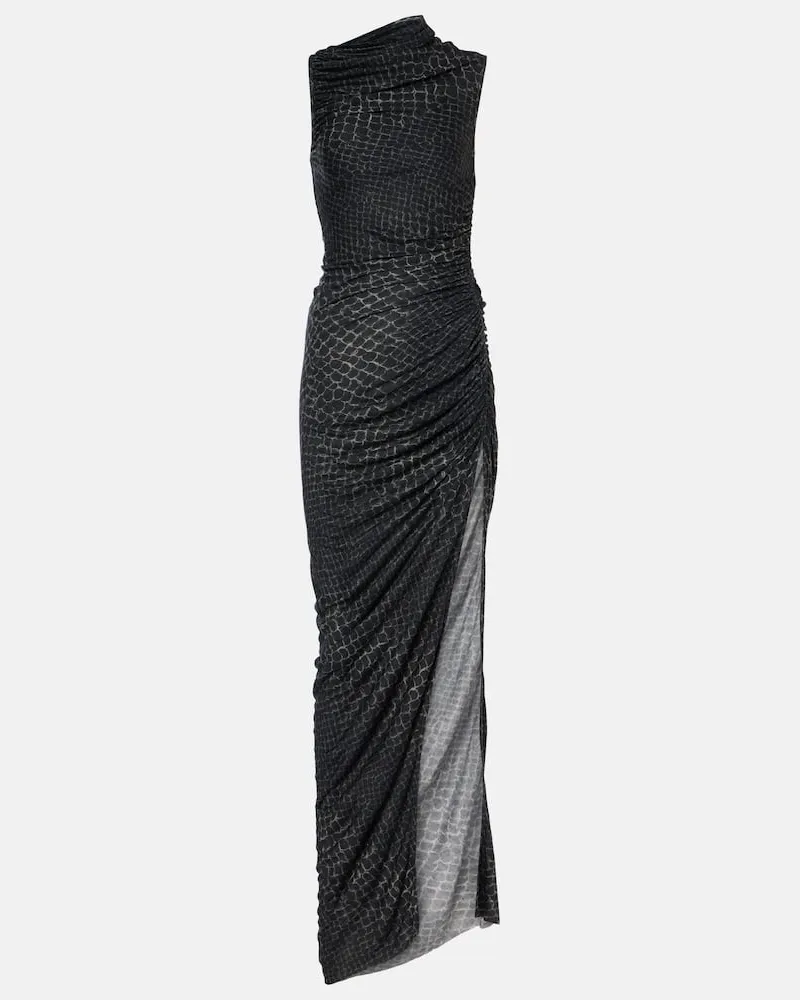Rick Owens Bedruckte Robe Svita aus Jersey Schwarz