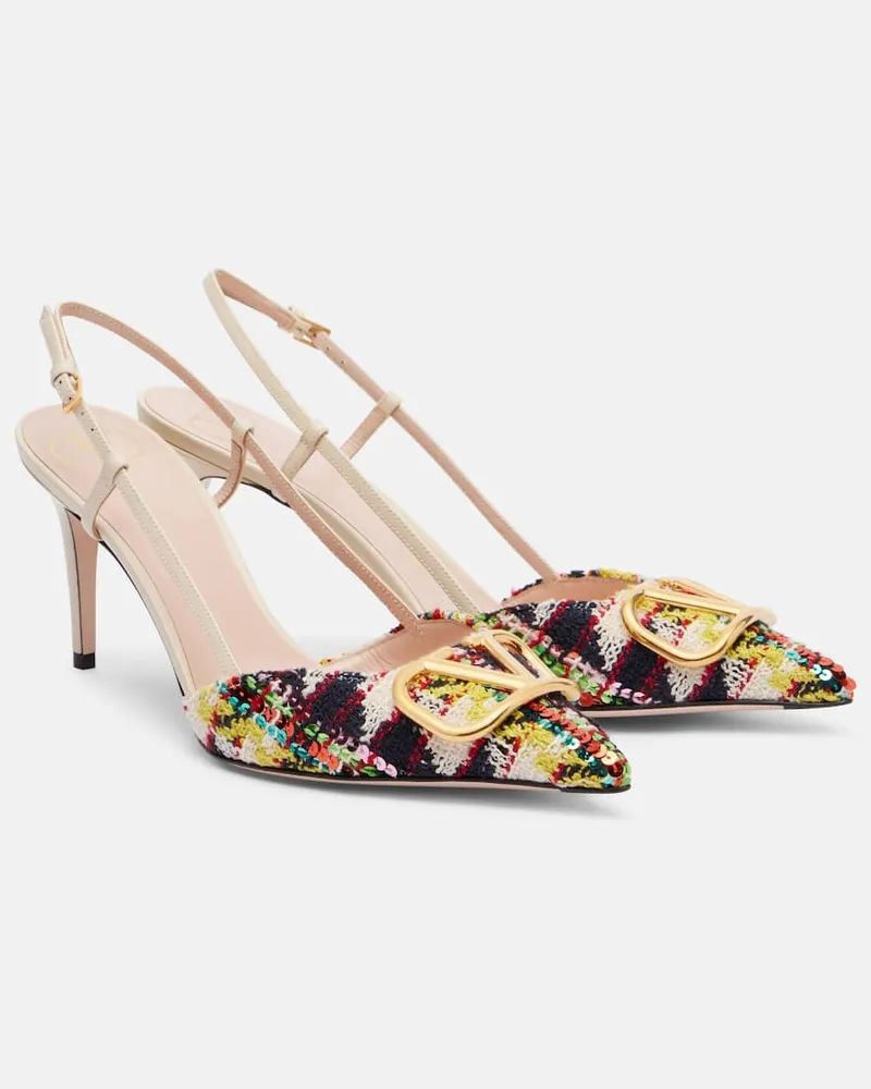 Valentino Garavani Slingback-Pumps VLogo 80 aus Tweed Multicolor