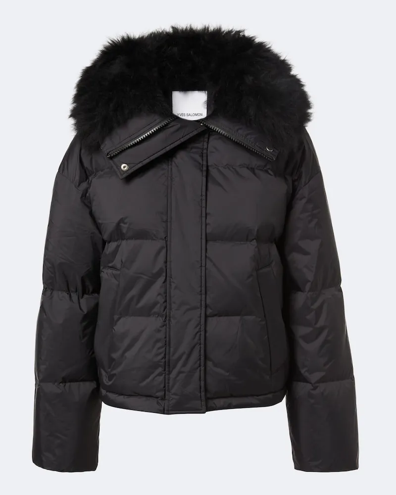 Yves Salomon Daunenjacke Doudoune mit Shearling Schwarz