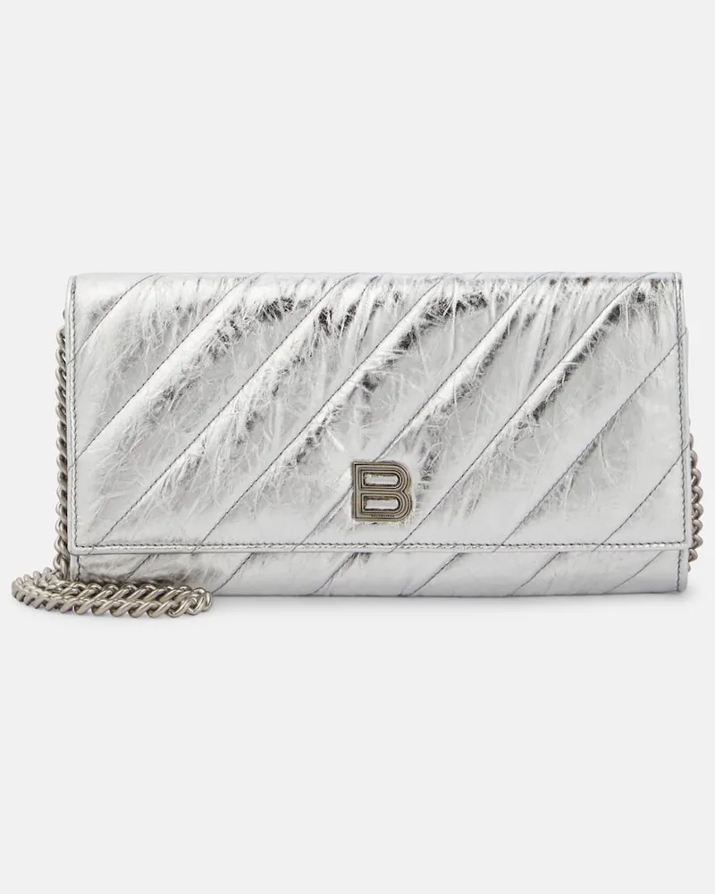 Balenciaga Portemonnaie aus Metallic-Leder Silber