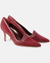 Manolo Blahnik Pumps Ajarafa 70 aus Veloursleder und Leder Rot