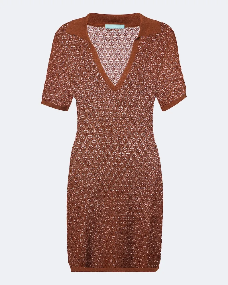 Melissa Odabash Polokleid Coco aus Ajour-Strick Braun