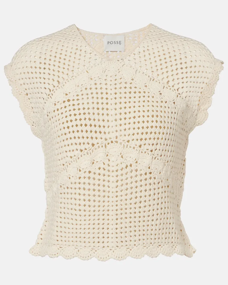 Posse Top Dylan aus Häkelstrick Weiß